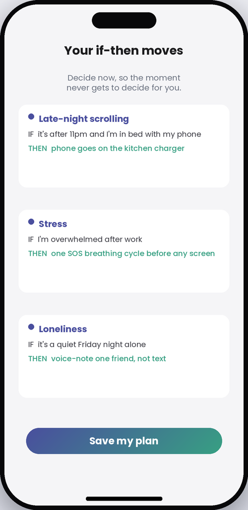PurePath relapse prevention plan